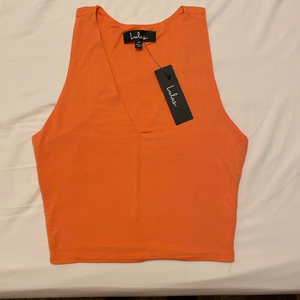 Feel like dancing coral orange crop top - M